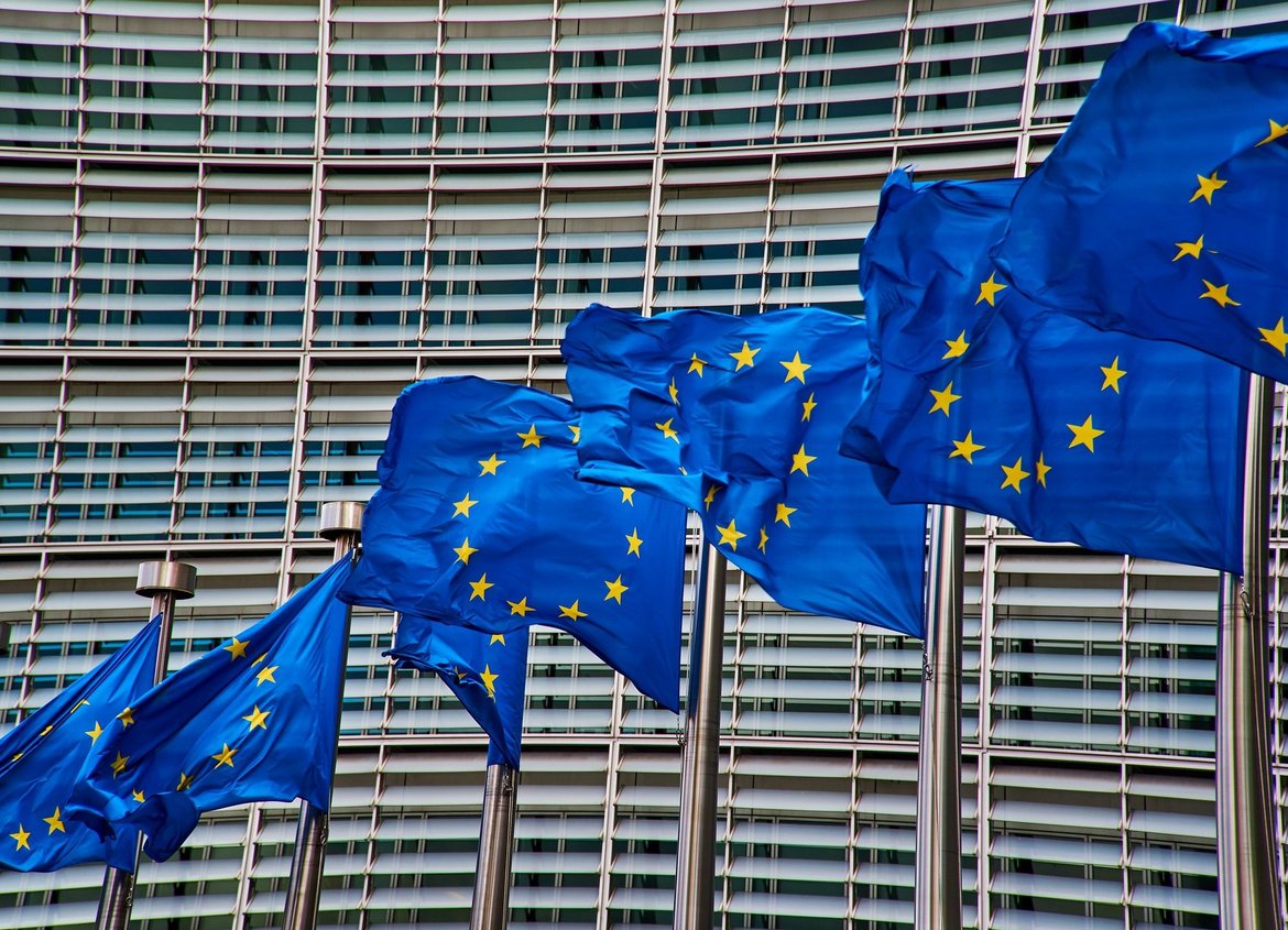 Flags of the EU in Brussels